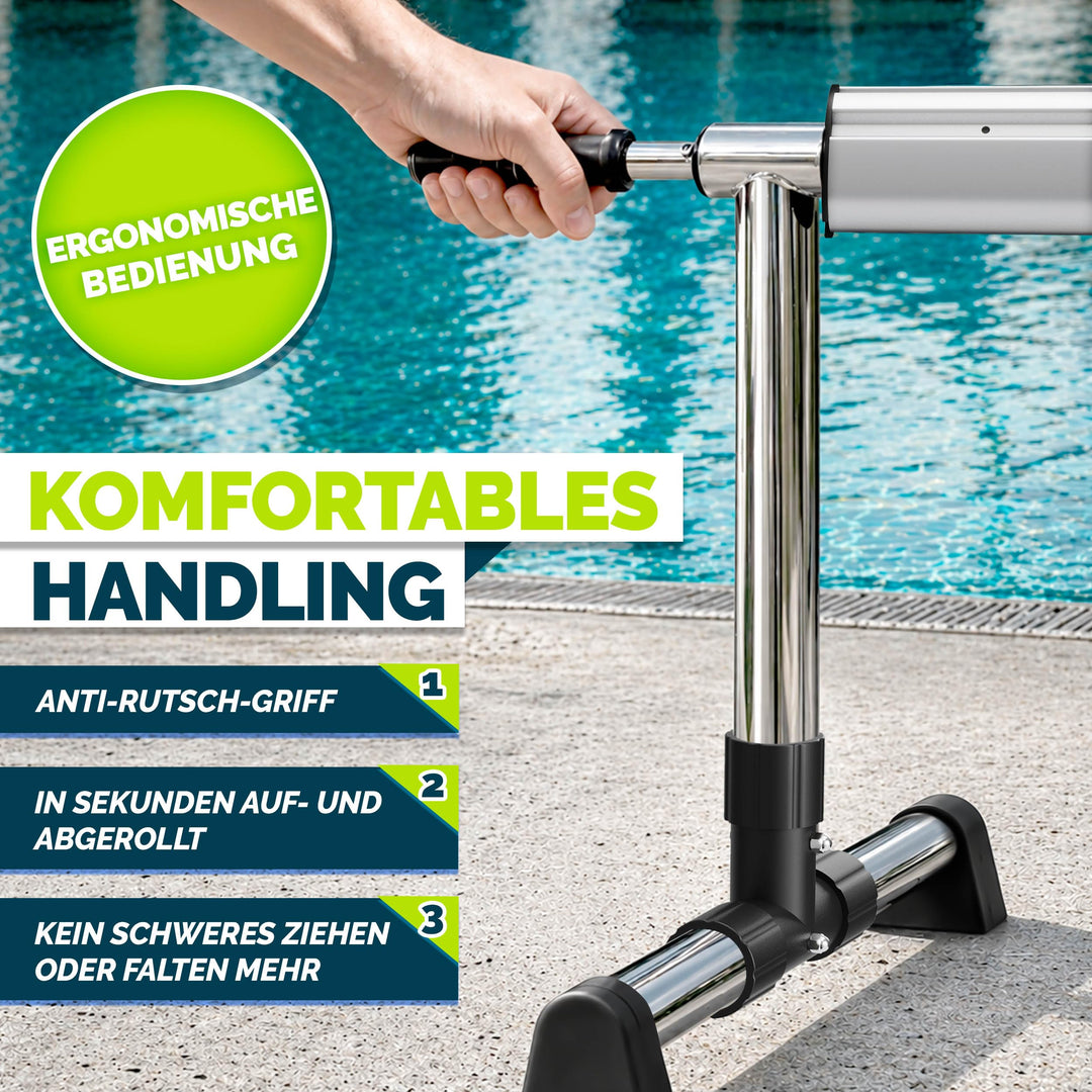 Pool Aufroller Aluminium Teleskop 3–5,70 m für Solar- &amp; Abdeckplane - Bild 3