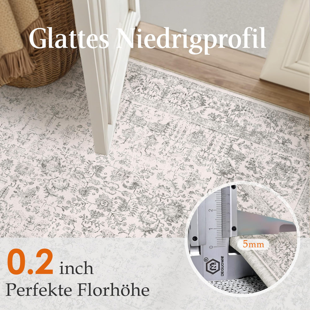 Vintage Teppich Wohnzimmer 240x300 cm waschbar Polyester Retro - Bild 5