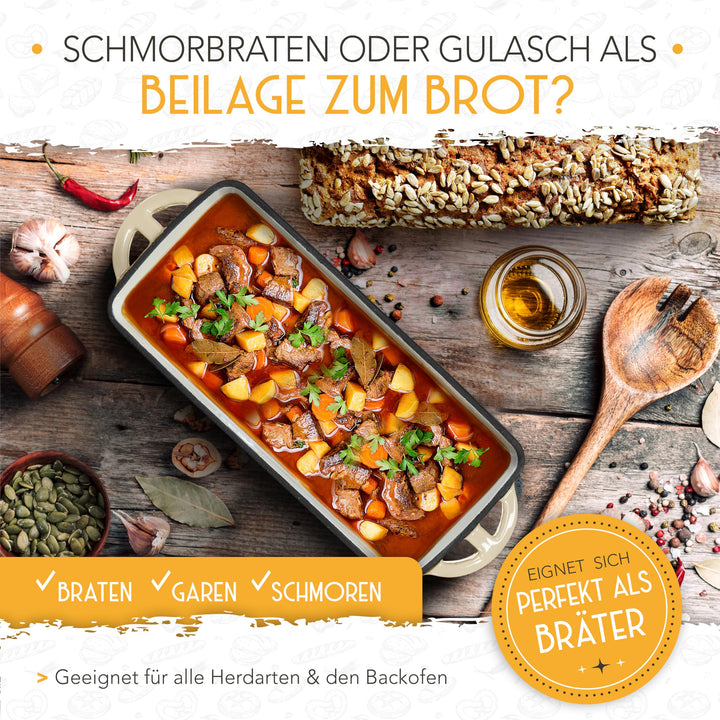 Brotbackform Gusseisen mit Deckel und Gärkörbchen Emaille Kastenform - Bild 6