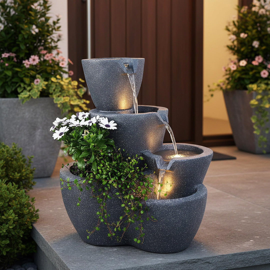 Terrassenbrunnen bepflanzbar mit LED-Beleuchtung 59 cm Springbrunnen - Bild 8