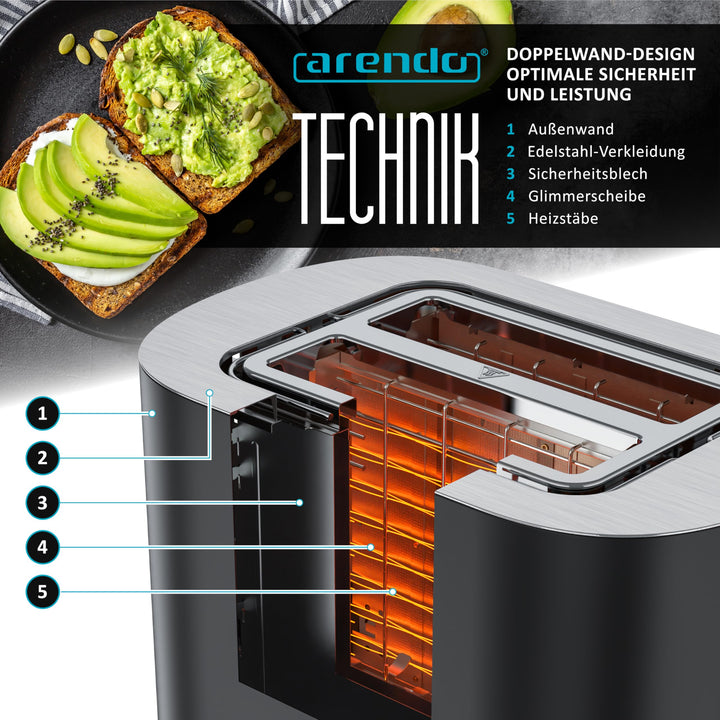 Toaster 2 Scheiben Edelstahl Touchscreen 6 Bräunungsgrade 800W - Bild 5