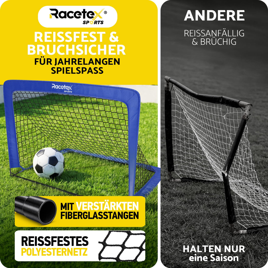 Fussballtor Kinder 2er Set faltbar mit Glasfaserstangen blau - Bild 3