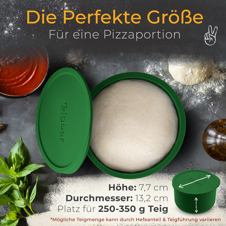 Pizzaballenbox Silikon 6er-Set mit Deckel für bis 350g Teig - Bild 3