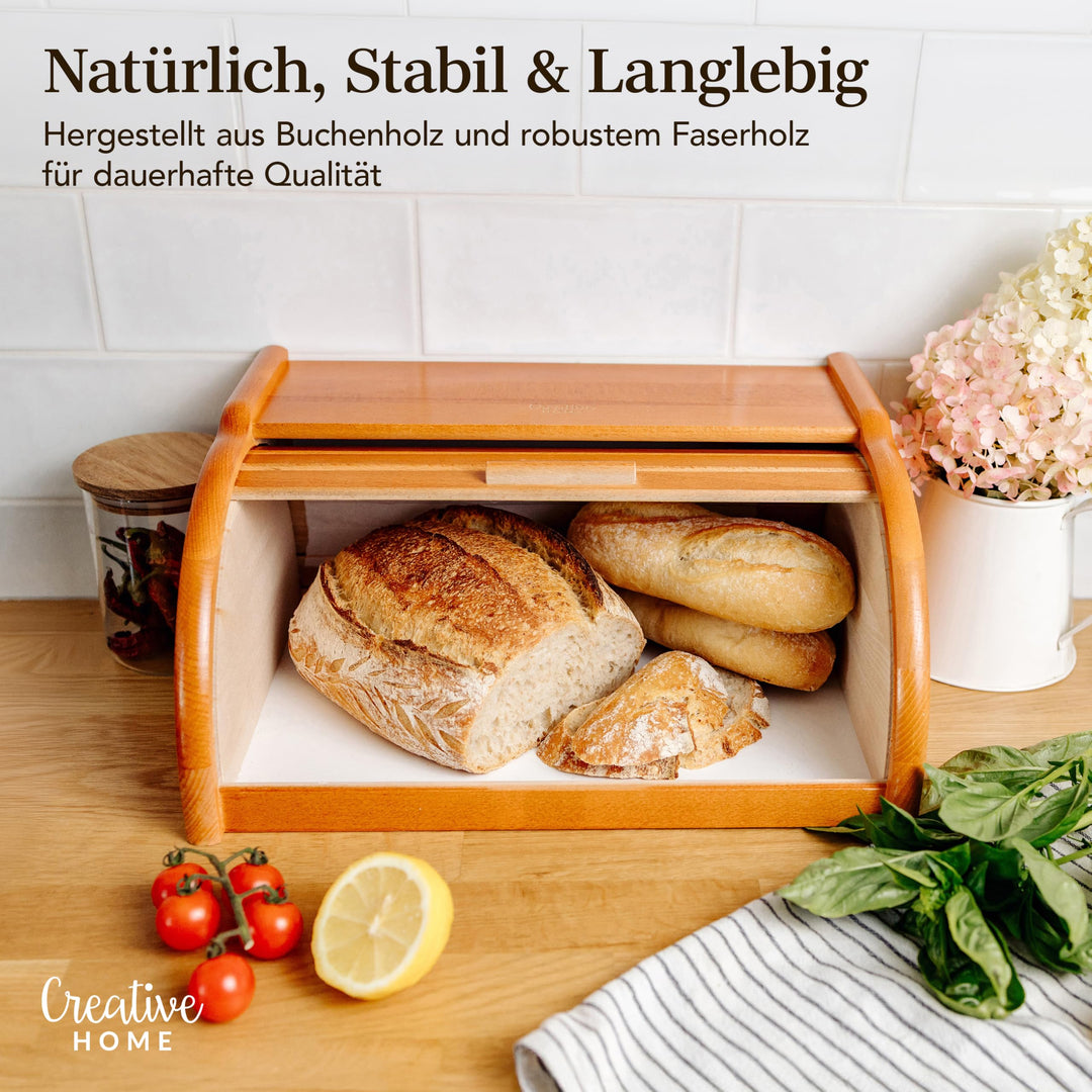 Brotkasten Holz mit Rolldeckel Erle 38x28,5x17,5 cm - Bild 4