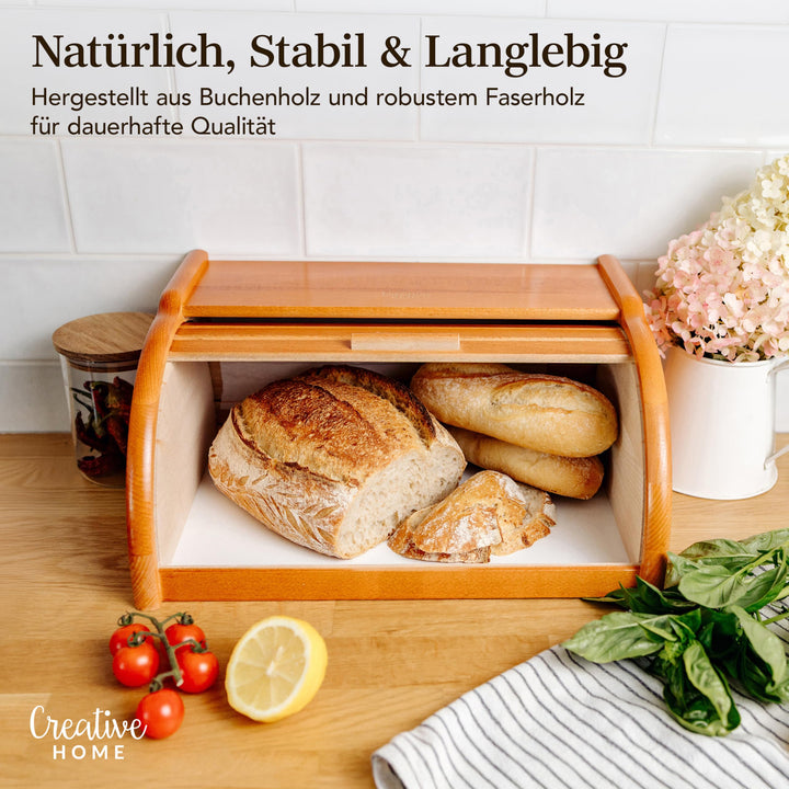 Brotkasten Holz mit Rolldeckel Erle 38x28,5x17,5 cm - Bild 4