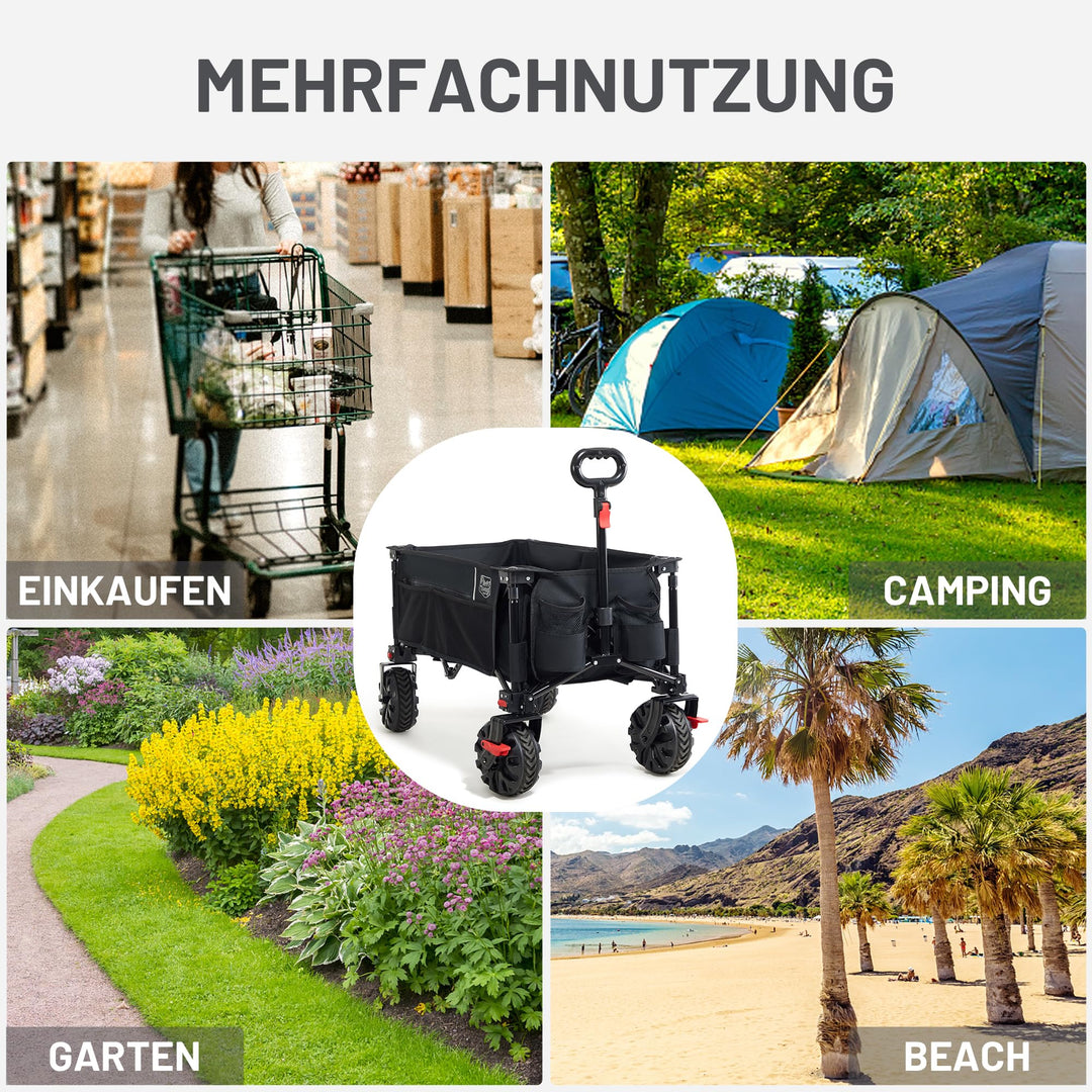 Bollerwagen faltbar 200L Oxford-Gewebe Bremse 100kg Strandwagen - Bild 7