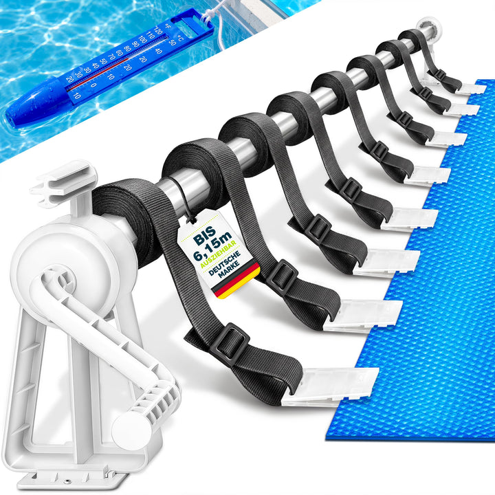 Pool Aufroller Teleskop Aluminium 1,05–6,15 m mit Thermometer