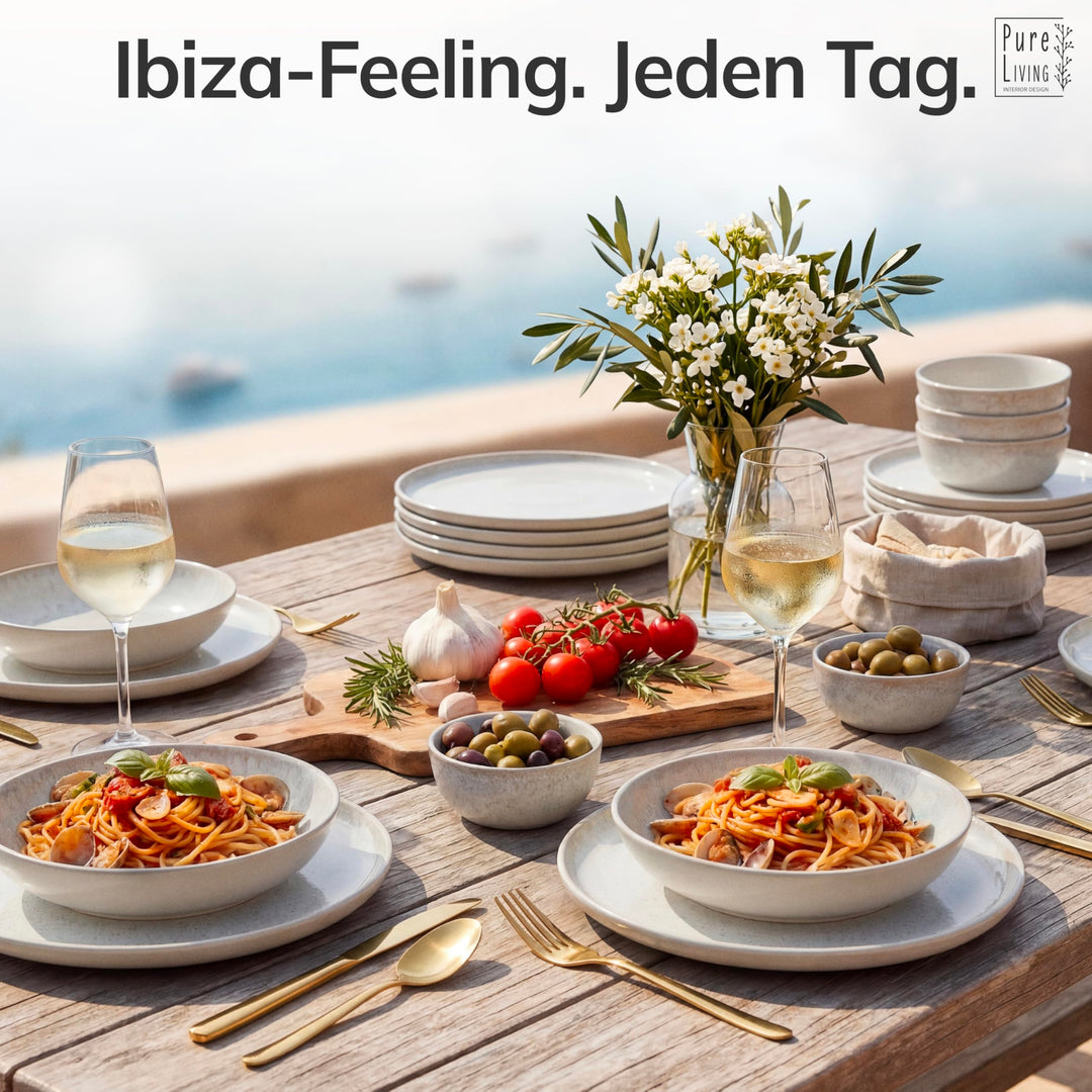 Steingut Geschirrset 24-teilig für 6 Personen Mediterranean Beige - Bild 2