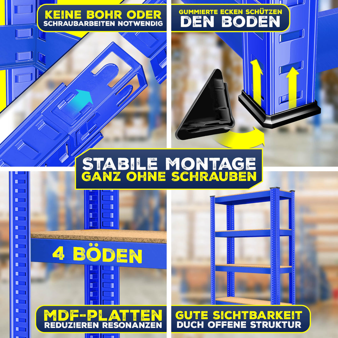 Schwerlastregal 2er-Set Metall MDF 160x80x40 cm 700 kg Keller Garage - Bild 3