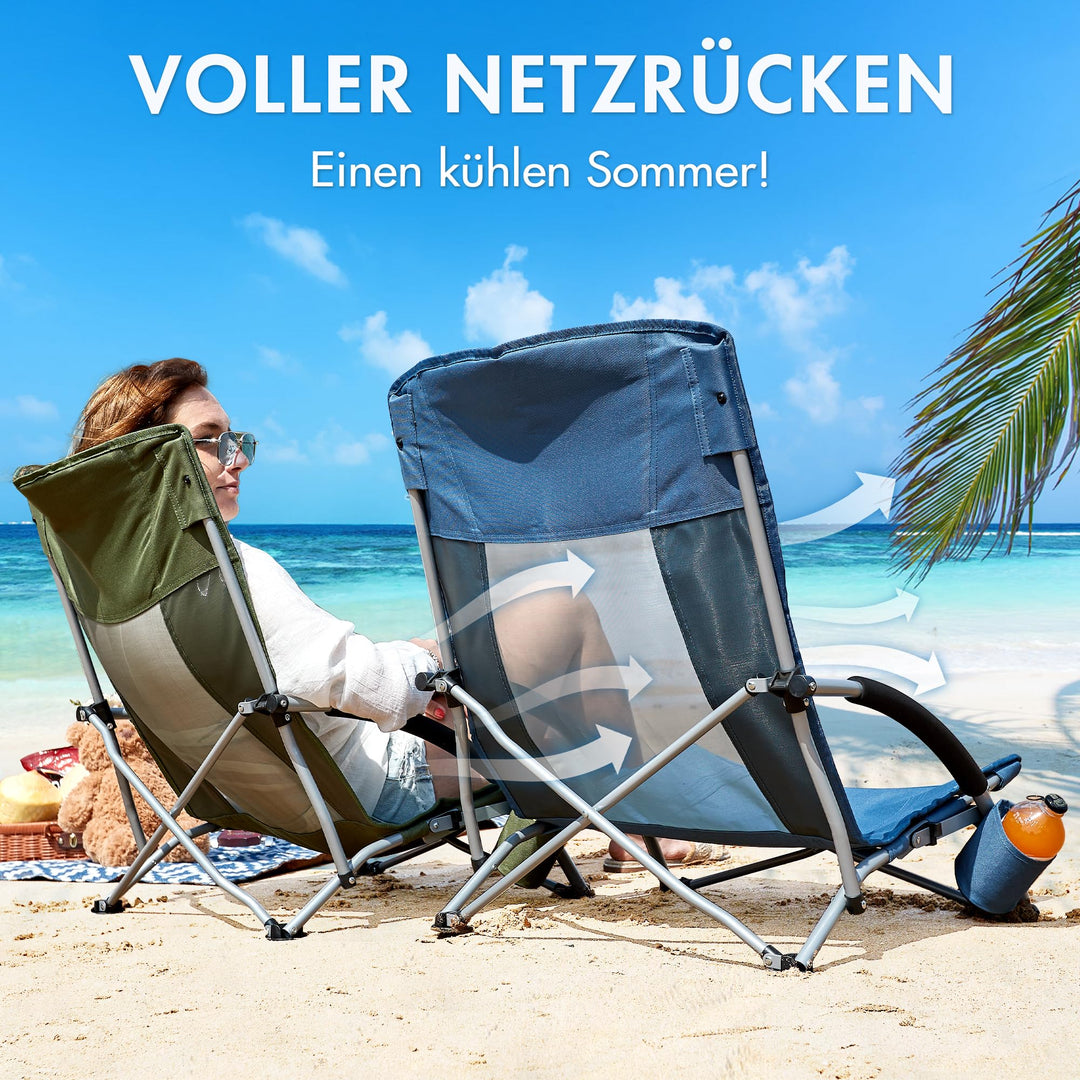 Klappstuhl Camping &amp; Strand faltbar 150 kg Traglast 2er-Set - Bild 4