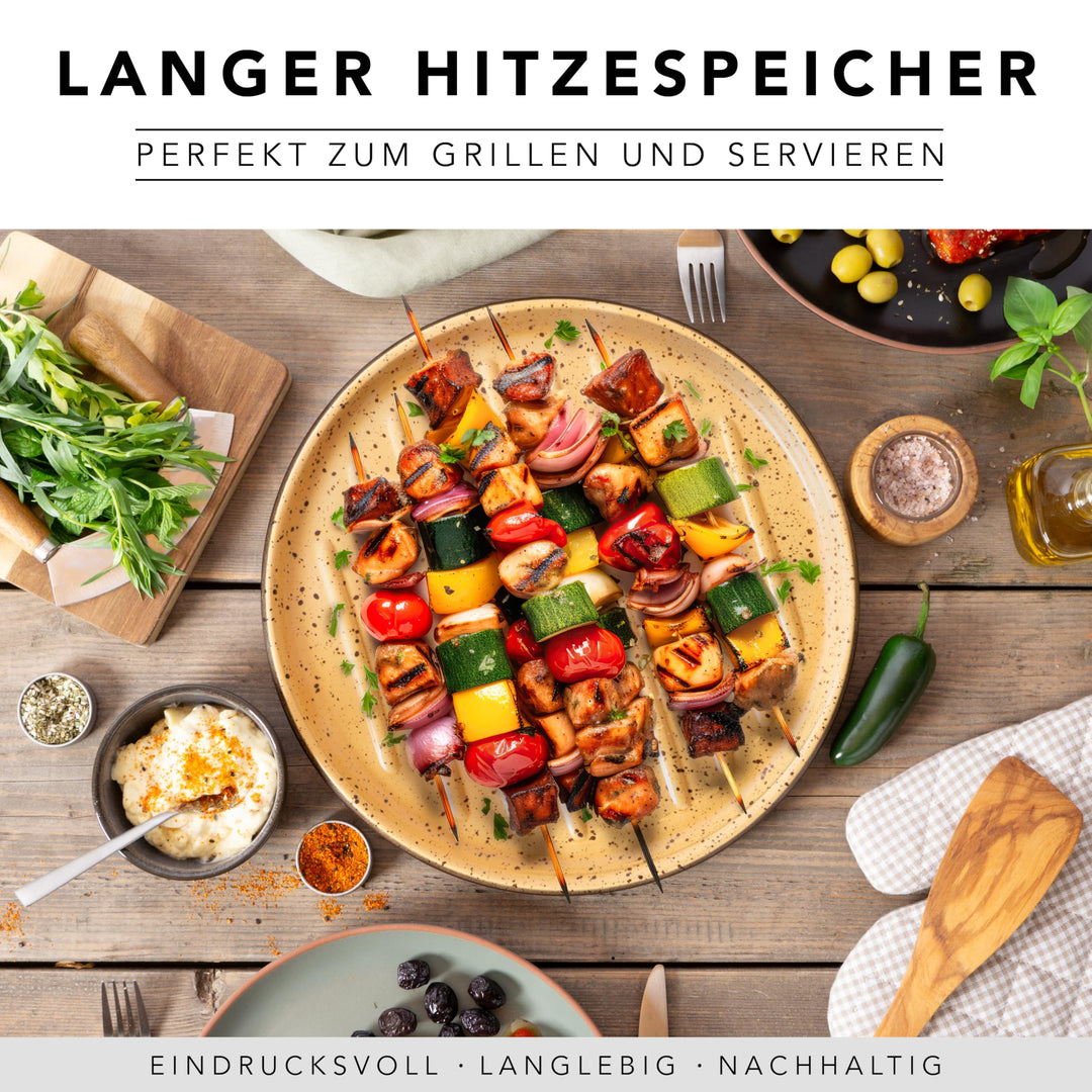 Grillplatte Keramik rund Ø 31,5 cm mit Stegen für Grill &amp; Backofen - Bild 3