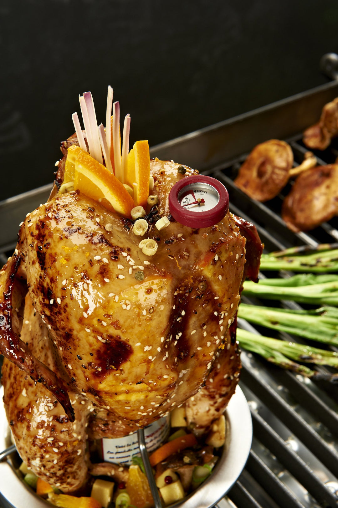 Hähnchen-Bratgestell Edelstahl Beer-Can-Chicken mit Mini-Thermometer - Bild 3