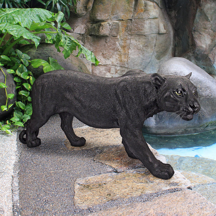 Schwarzer Panther Gartenfigur Kunstharz mit Steinsplitt handbemalt - Bild 8