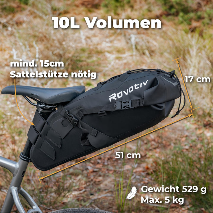 Bikepacking Satteltasche 10L wasserdicht für Gravelbike - Bild 2
