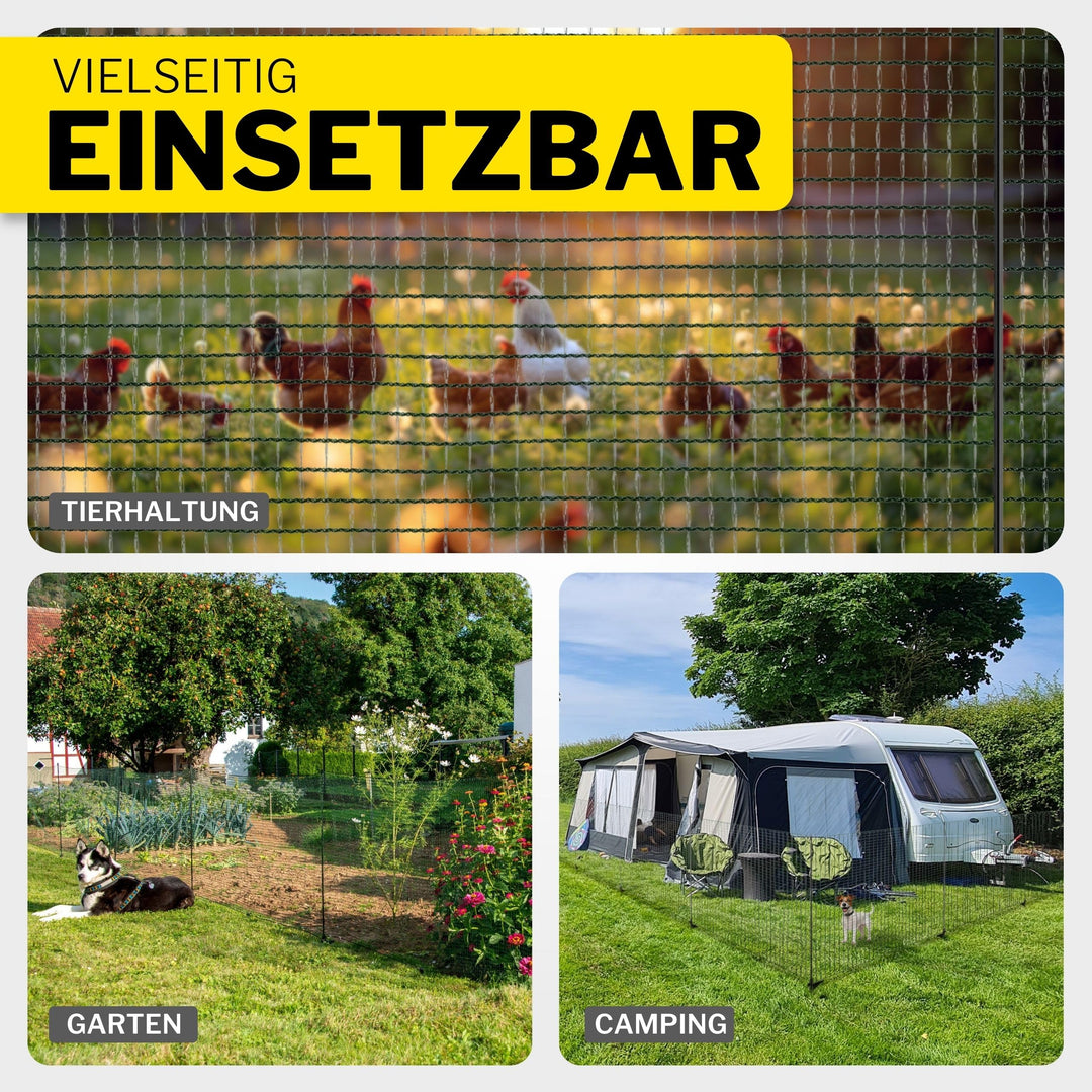Mobiler Hundezaun 20m x 80cm Steckzaun 12 Pfähle für Garten &amp; Camping - Bild 6