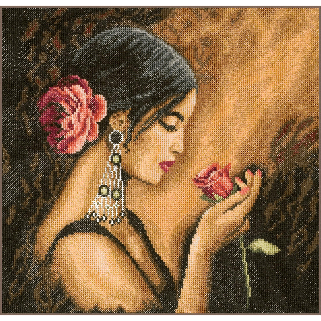 Kreuzstich Set Spanische Frau 30x30 cm Baumwolle für Erwachsene