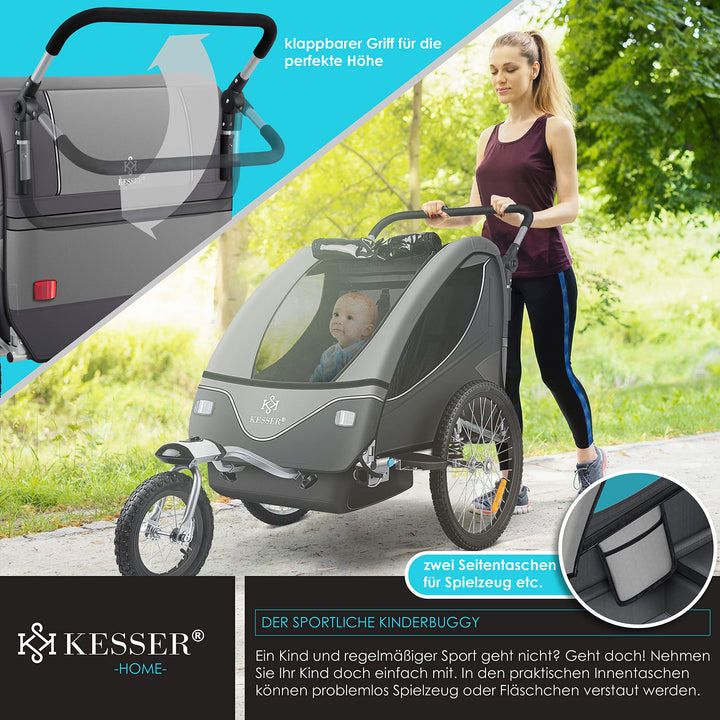 Fahrradanhänger 2-in-1 mit Jogger-Funktion für 1-2 Kinder bis 40 kg - Bild 6
