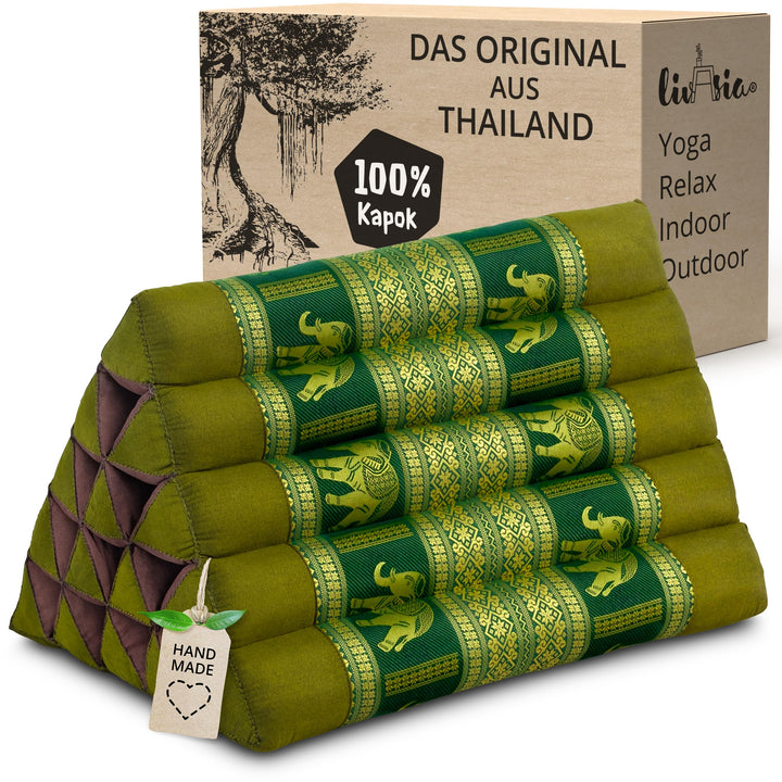 Dreieckskissen Extrahoch Kapok Thaiseide Handgefertigt 38x55x35cm