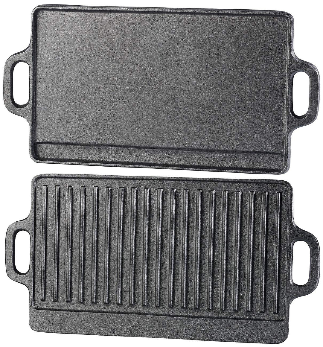 Gusseisen Grillplatte Wende-Set 2-teilig 46x23 cm für Grill und Ofen
