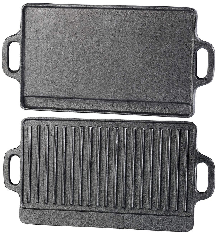 Gusseisen Grillplatte Wende-Set 2-teilig 46x23 cm für Grill und Ofen
