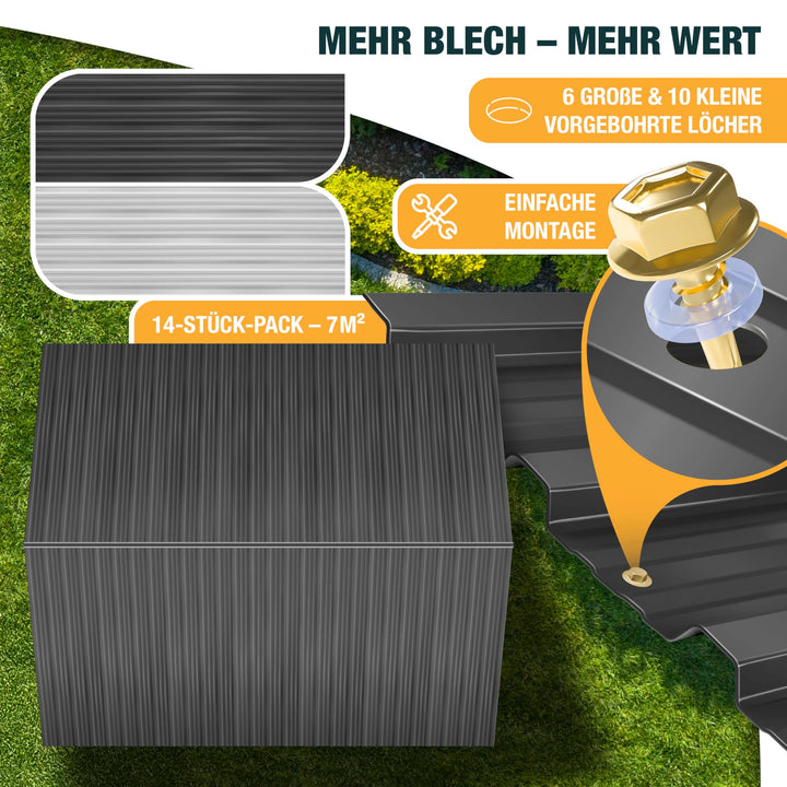 Trapezblech Set 14-teilig Stahl anthrazit 110x46cm 7m² Dach - Bild 3