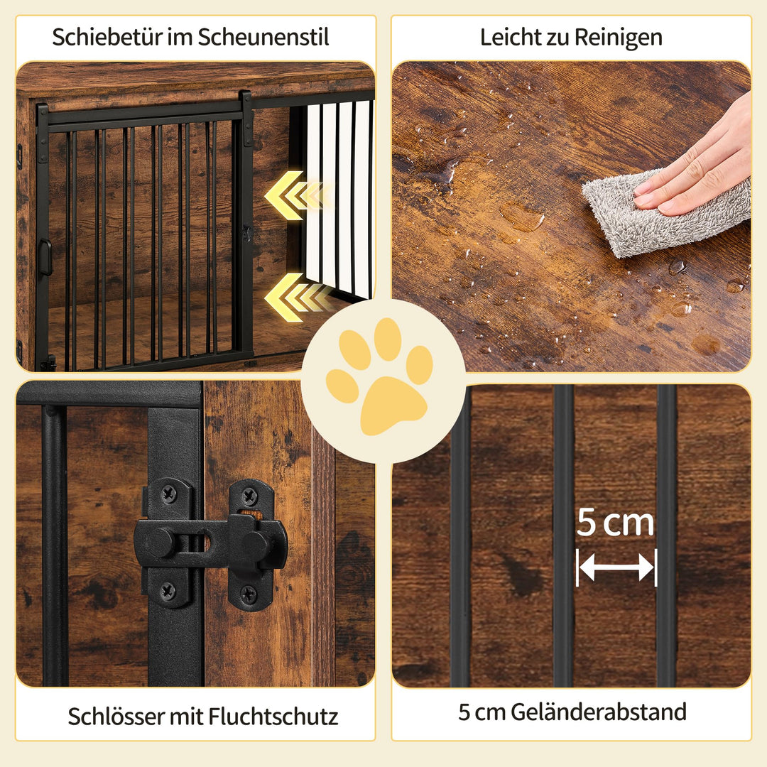 Hundekäfig Möbel Vintage 100 cm mit 2 Türen für mittelgrosse Hunde - Bild 5