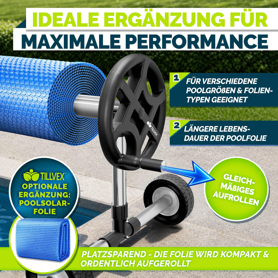 Pool Aufroller Aluminium Teleskop 3–5,70 m für Solar- &amp; Abdeckplane - Bild 7