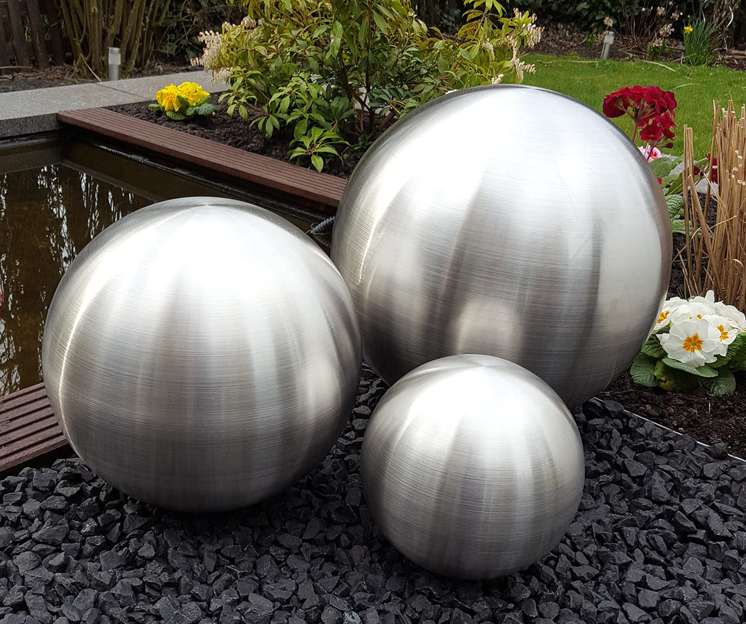 Dekokugel Edelstahl matt gebürstet 20 cm für Garten und Teich - Bild 6