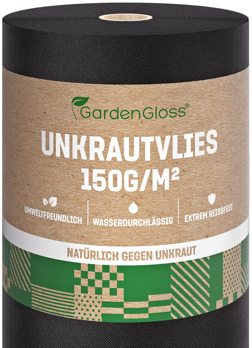Unkrautvlies 150g/m² schwarz 25m x 1m Rolle Garten