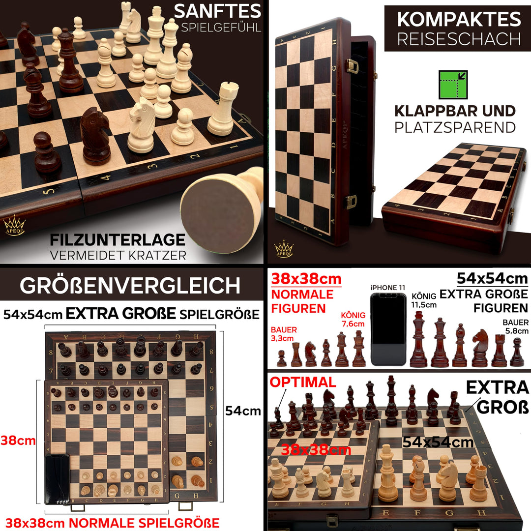 Schachspiel Holz magnetisch 38x38cm mit Metallverschluss - Bild 6
