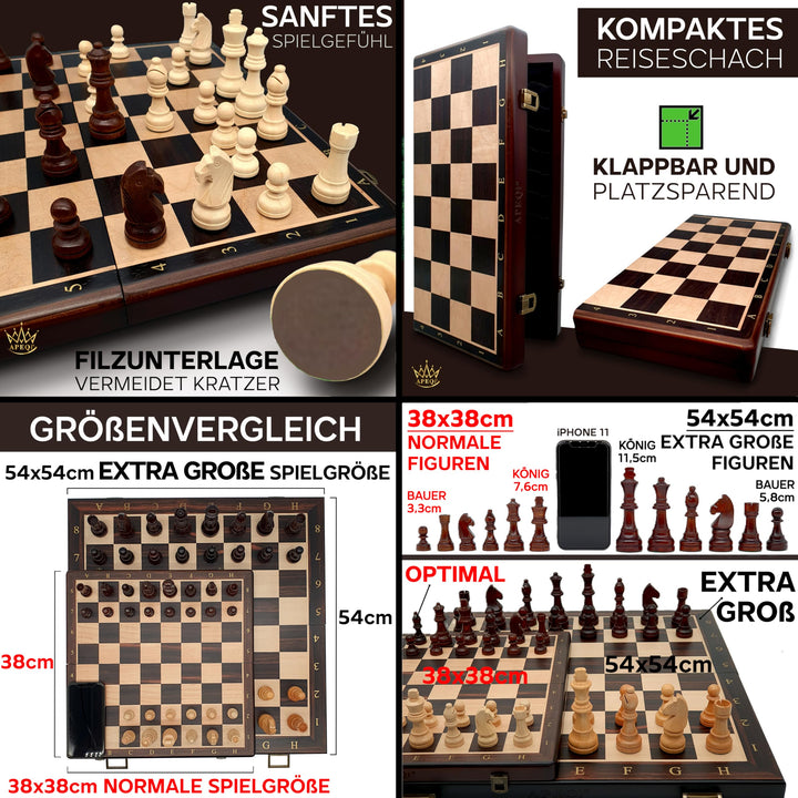 Schachspiel Holz magnetisch 38x38cm mit Metallverschluss - Bild 6