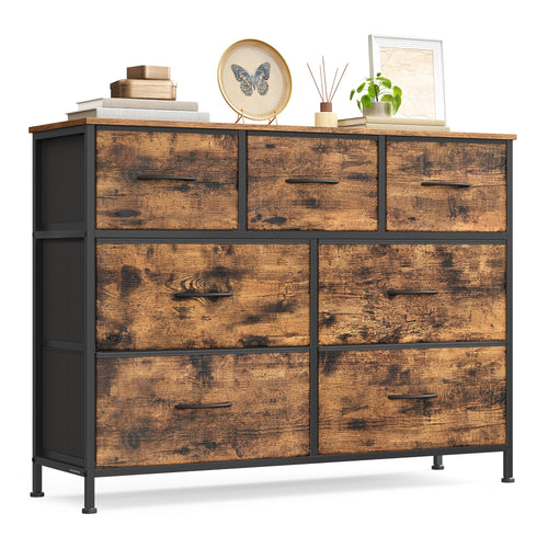 Kommode 7 Schubladen Stahl-Holz 98,8x30x74,7 cm Schlafzimmer