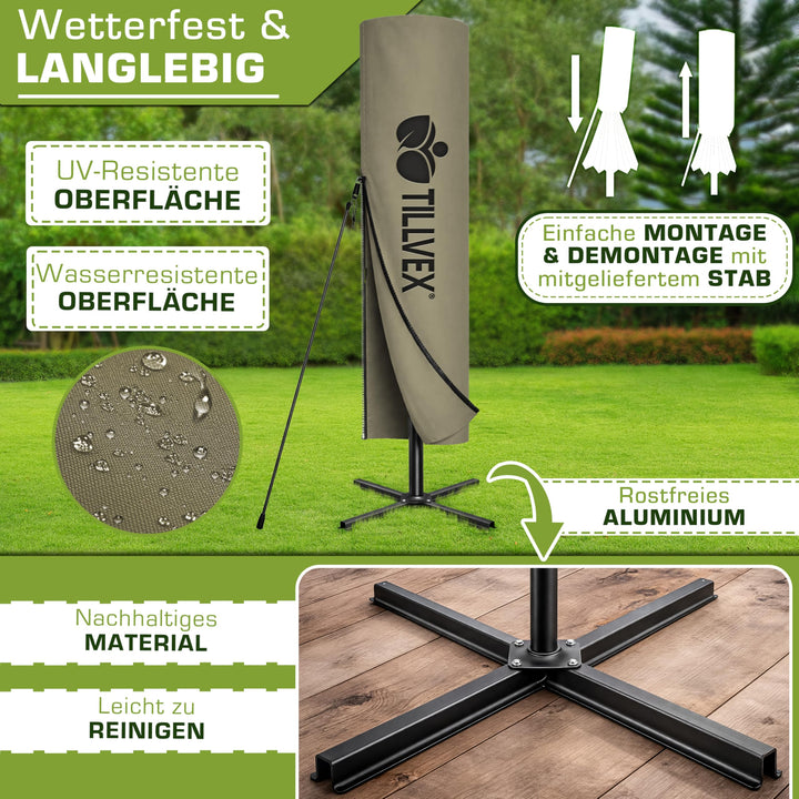 Ampelschirm Ø 350 cm Aluminium UV50+ mit Kurbel und Abdeckung - Bild 4