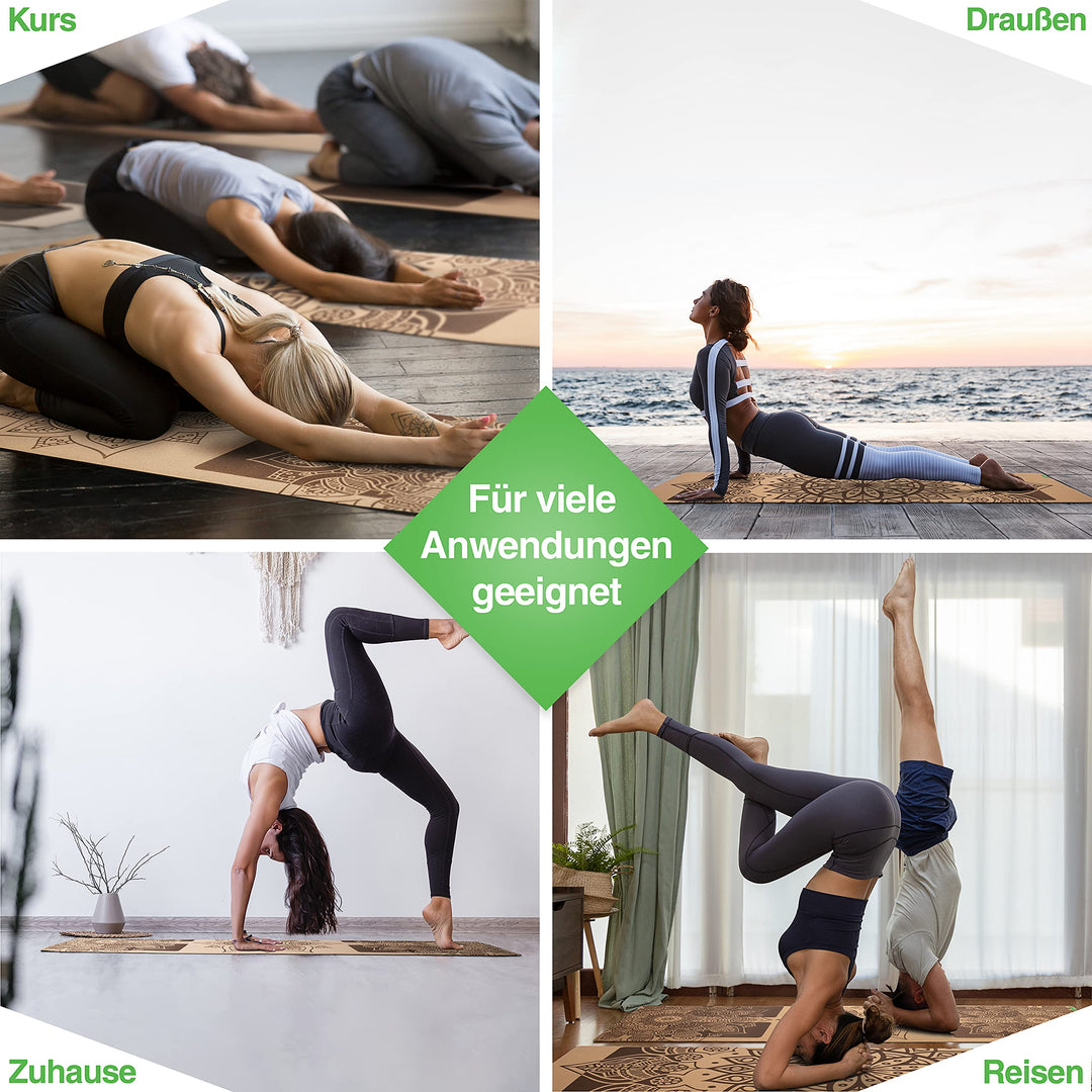 Yogamatte Kork Naturkautschuk 4 mm rutschfest für Yoga - Bild 5