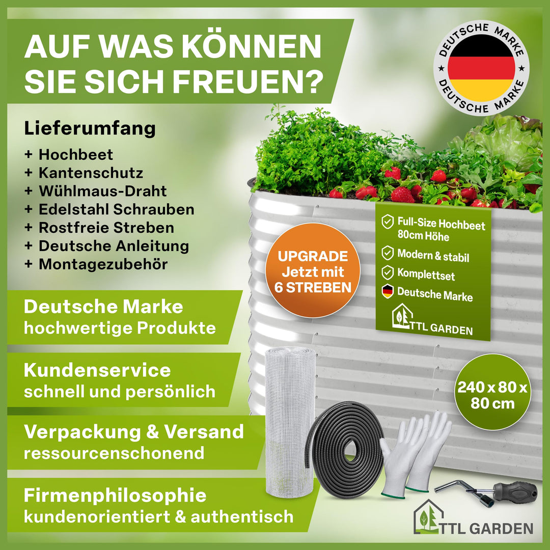 Hochbeet Metall verzinkt 240x80x80cm mit Ungeziefer-Draht - Bild 7