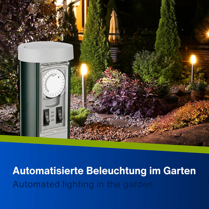 Gartensteckdosensäule 2-fach mit 24h-Zeitschaltuhr IP44 52cm - Bild 9