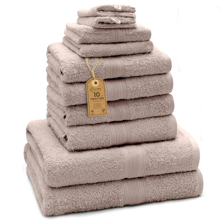 Handtuch-Set 10-teilig 100% Baumwolle Sand/Beige Badezimmer