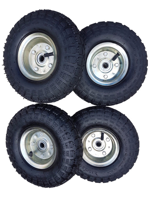 Luftrad Sackkarre / Bollerwagen Ø 260 mm 4.10/3.50-4 Achse 16 mm – 4 Stück