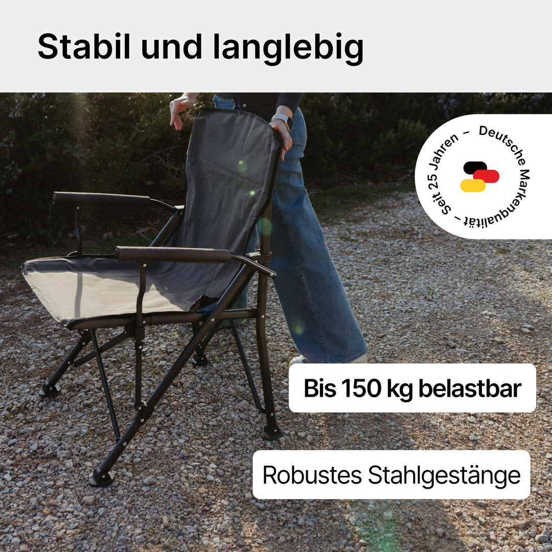 Campingstuhl faltbar 2er Set mit Getränkehalter, 150 kg, Stahl - Bild 3