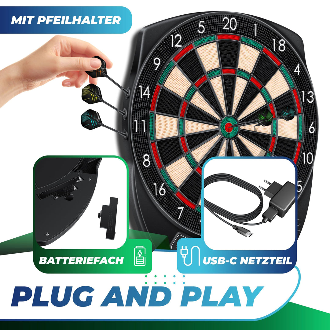 Elektronische Dartscheibe Set 21 Spiele LCD für bis zu 8 Spieler - Bild 8