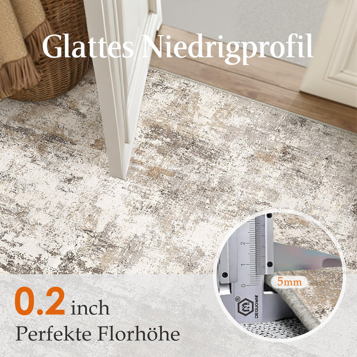 Teppich Wohnzimmer 200x300cm Polyester waschbar Braun/Grau - Bild 5