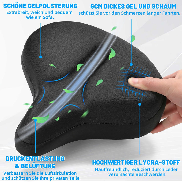 Fahrradsattel Gel-Memory-Schaum breit 27x25cm universal für MTB &amp; Cityrad - Bild 3