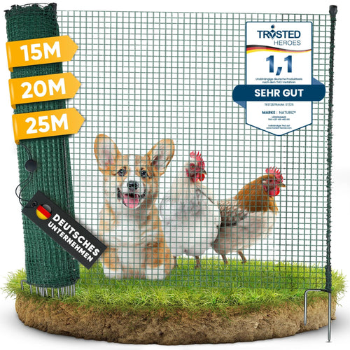 Mobiler Steckzaun ohne Strom 25m Hundezaun Camping 90cm hoch