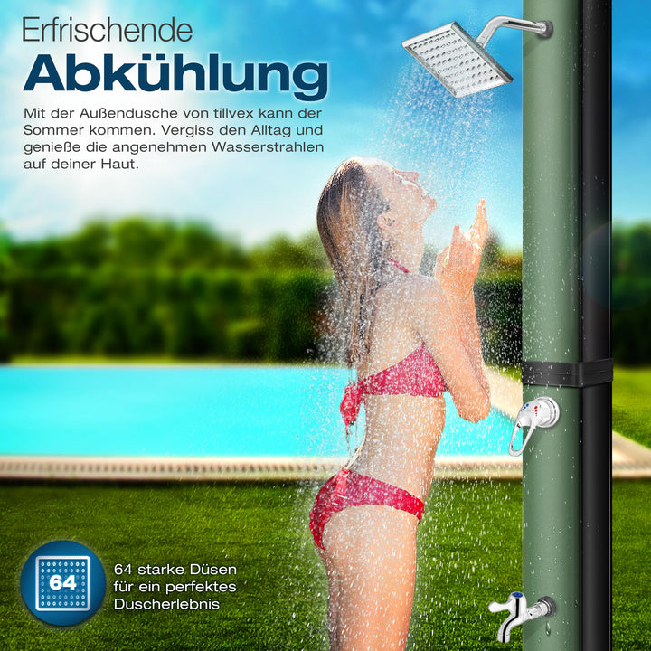 Solardusche 40 L mit Abdeckung schwarz/grün Gartendusche - Bild 7