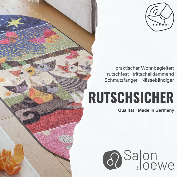 Fussmatte halbrund Katzen-Motiv Polyamid waschbar 60x85 cm - Bild 8