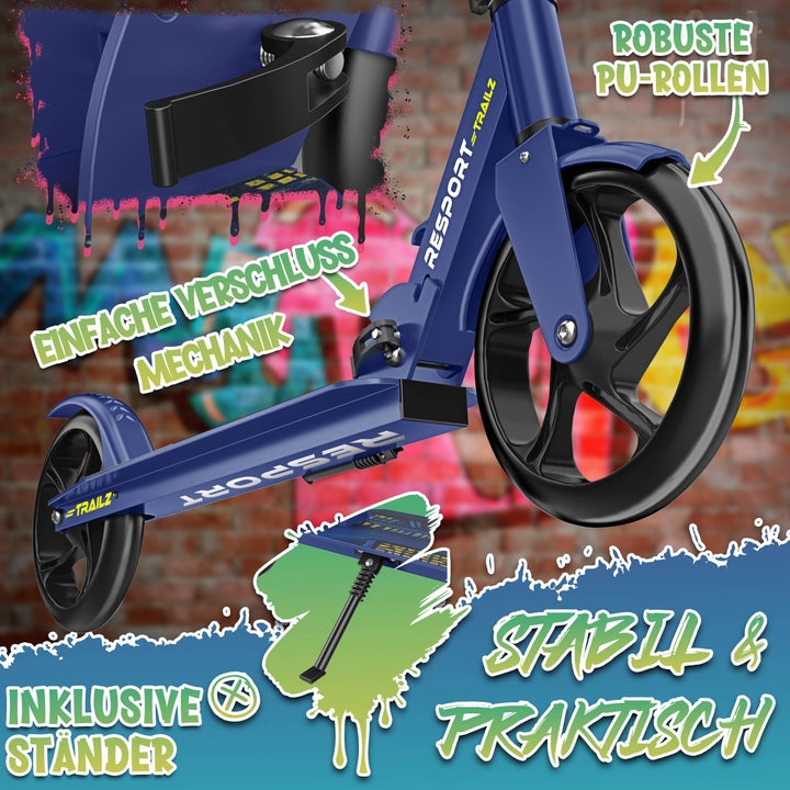 Cityroller faltbar 200mm PU-Rollen ABEC-7 bis 100kg mit Klingel - Bild 5