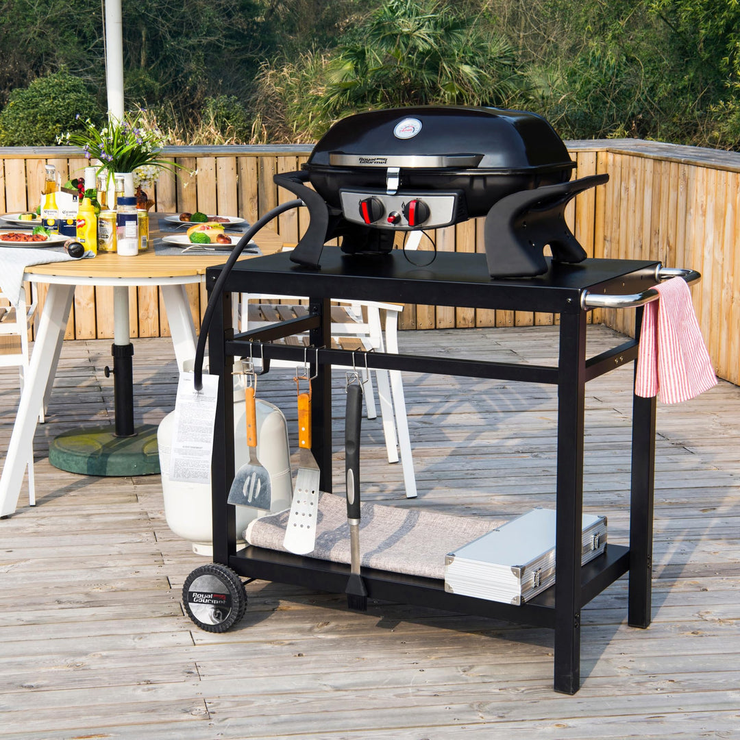 Outdoor Grillwagen mit Arbeitsplatte 85x50 cm, Stahlrohr schwarz - Bild 7