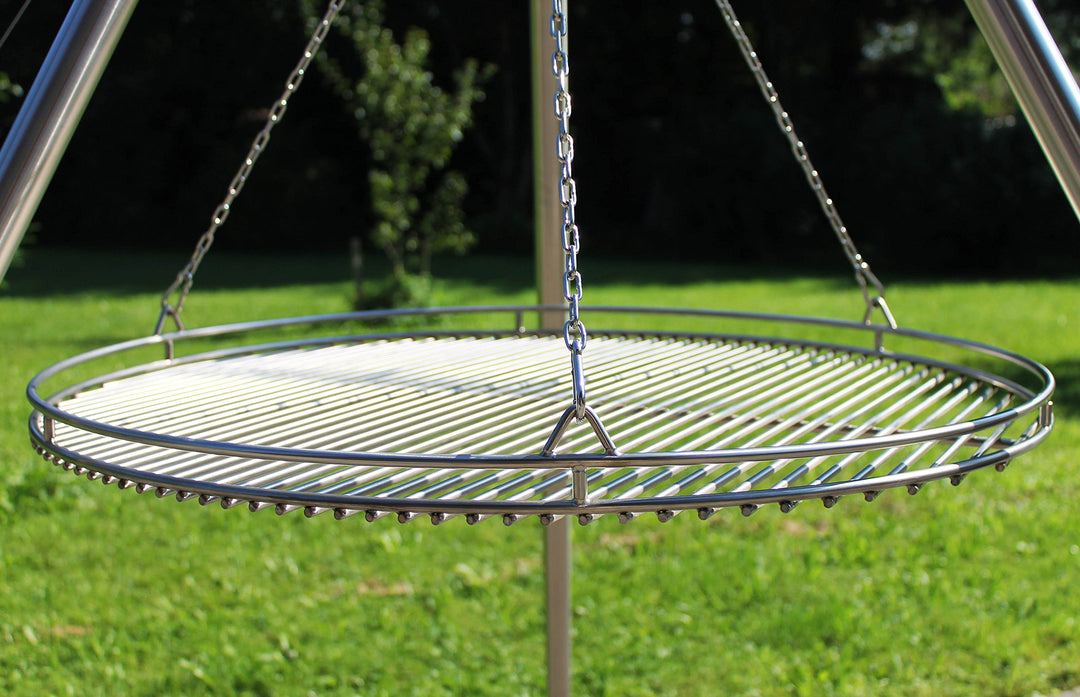 Grillrost rund Edelstahl Ø 80 cm mit Reling und Kettensatz für Schwenkgrill - Bild 6