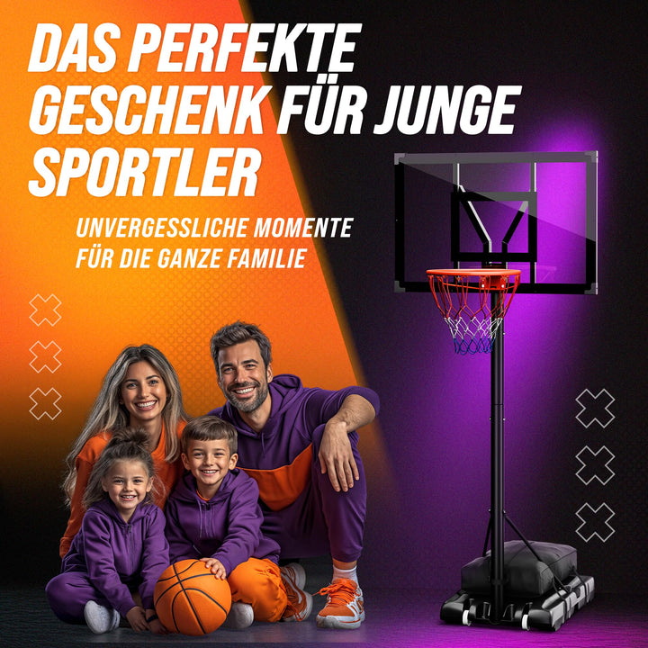 Basketballkorb Outdoor höhenverstellbar 135–305 cm mit Sandsack und Ball - Bild 7