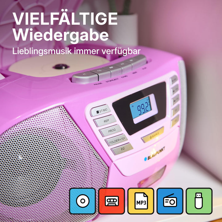 Tragbarer CD-Player mit Kassette, Bluetooth &amp; UKW Radio Kinder - Bild 3